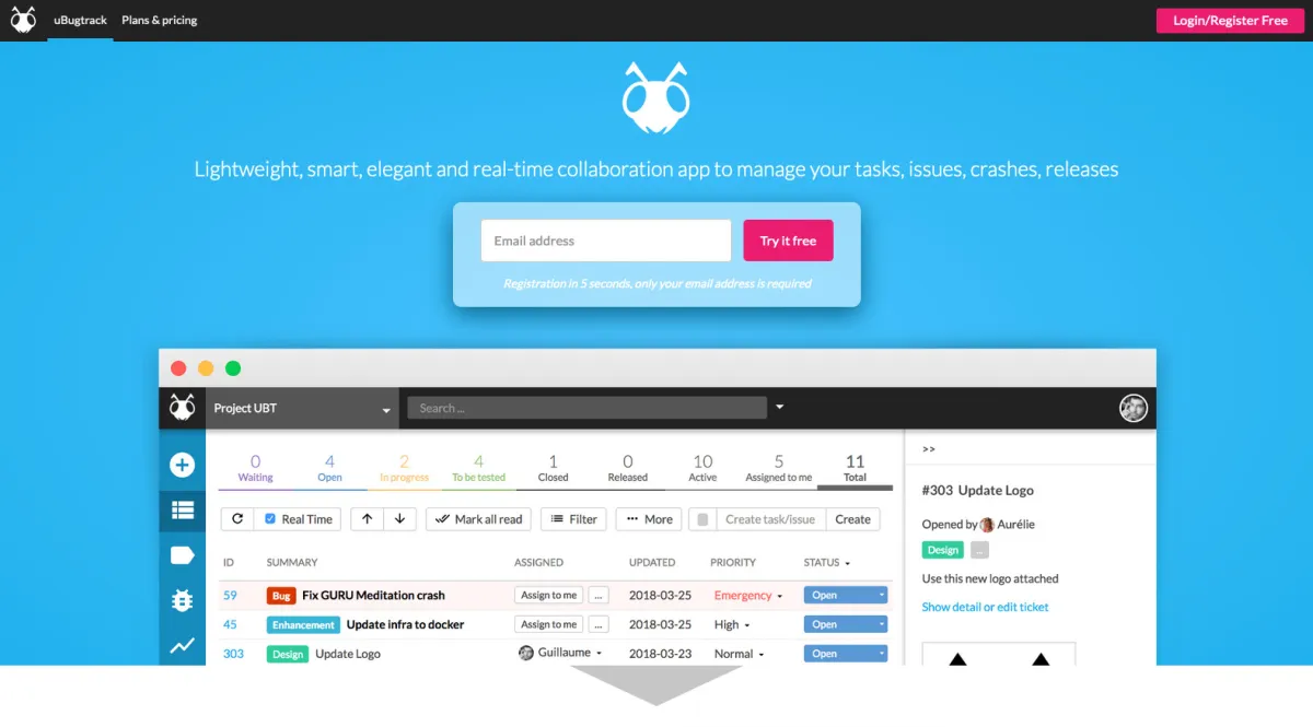 Interface uBugtrack : image, ergonomie, alternatives Interface uBugtrack : image, ergonomie, alternatives