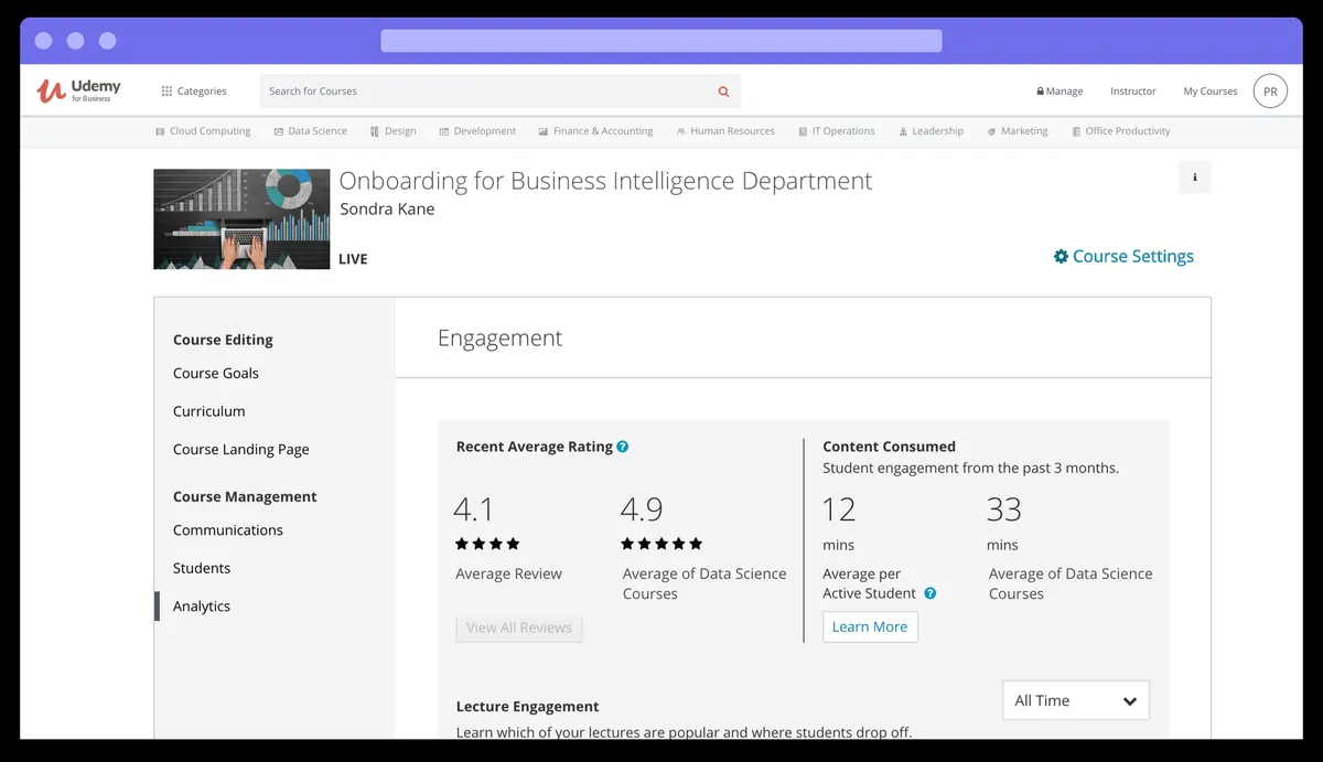 Udemy est un logiciel e-learning populaire qui existe en version gratuite ou payante (à partir de 360 €) Udemy est un logiciel e-learning populaire qui existe en version gratuite ou payante (à partir de 360 €)