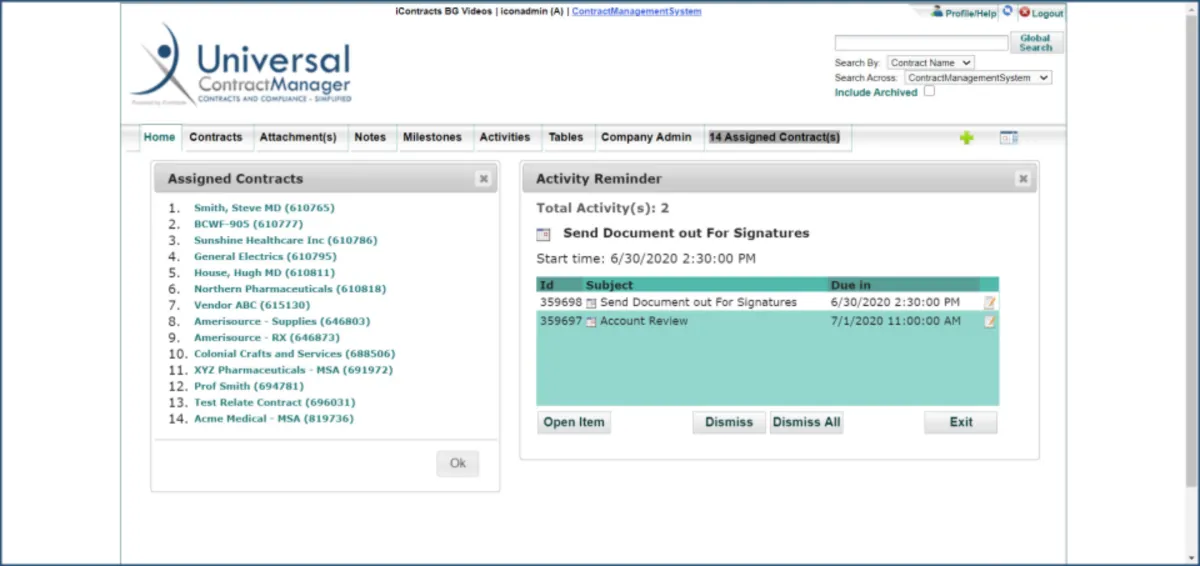 Interface Universal Contract Manager: image, ergonomie, alternatives