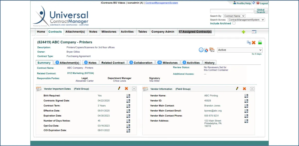 Universal Contract Manager: avis sur le logiciel de gestion de contrats: fonctionnalités, avantages, inconvénients et tarifs