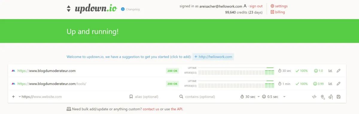 Notre avis sur updown.io : un logiciel de monitoring de site web à découvrir