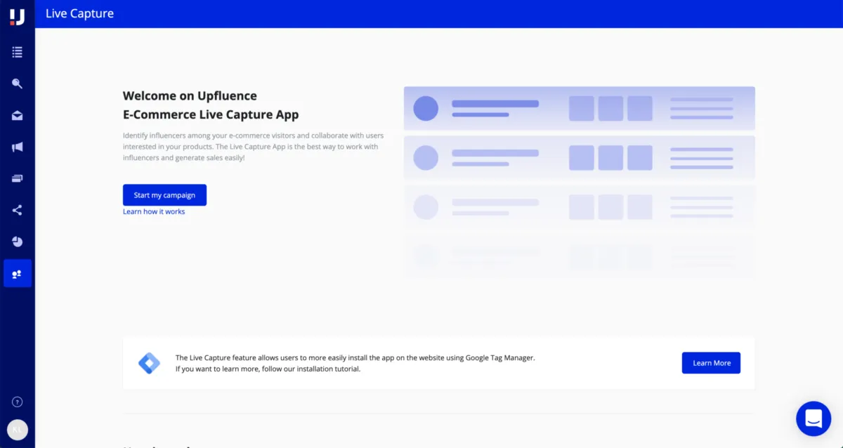 Interface Upfluence: fonctionnalités, prix, alternatives