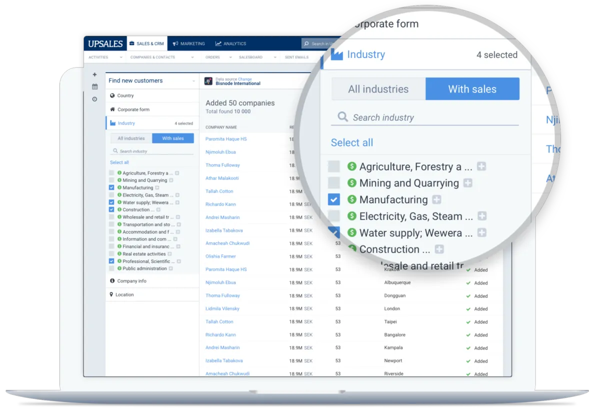 Interface Upsales: image, ergonomie, alternatives