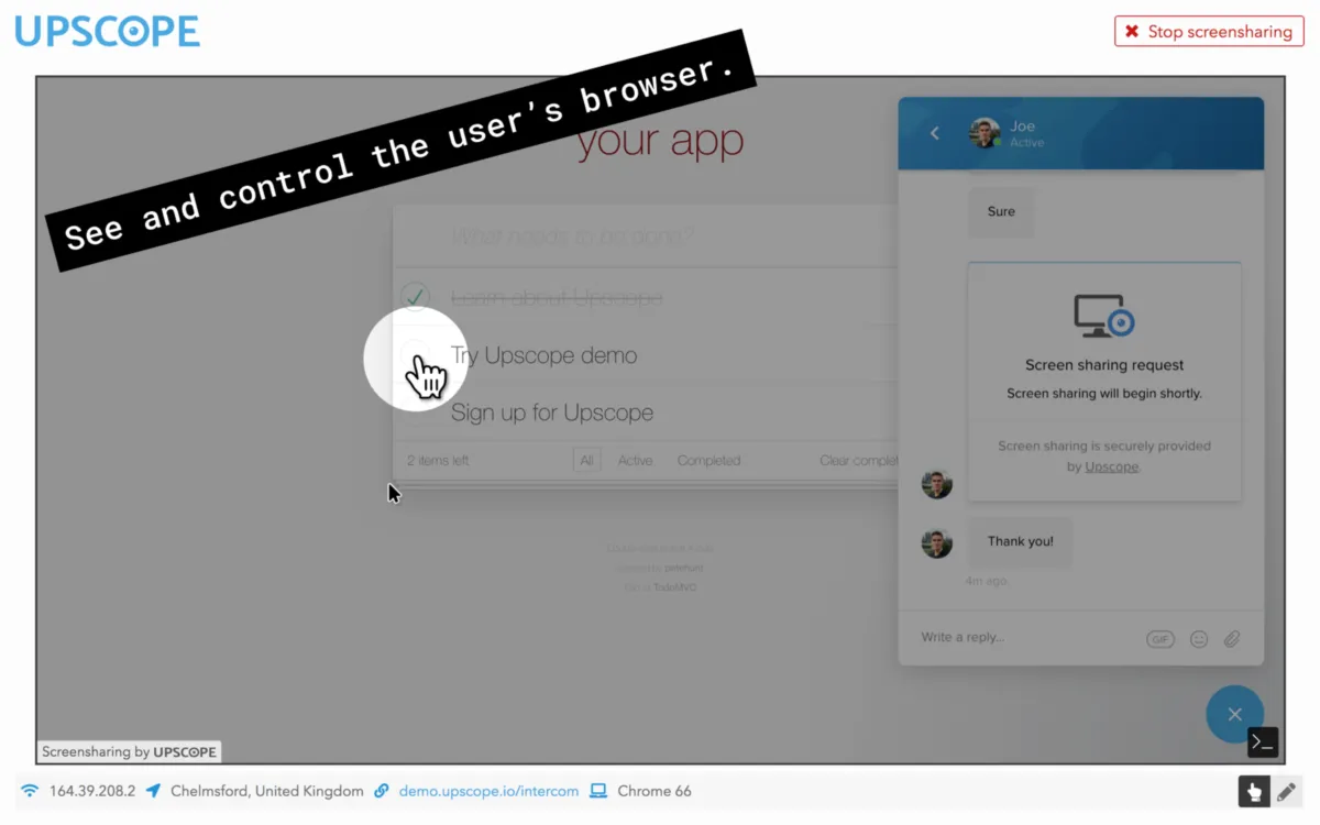 Interface Upscope: fonctionnalités, prix, alternatives