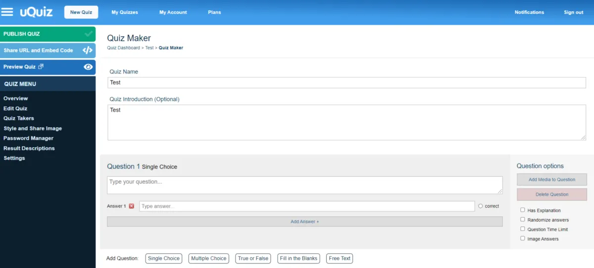 Interface uQuiz: image, ergonomie, alternatives Interface uQuiz: image, ergonomie, alternatives