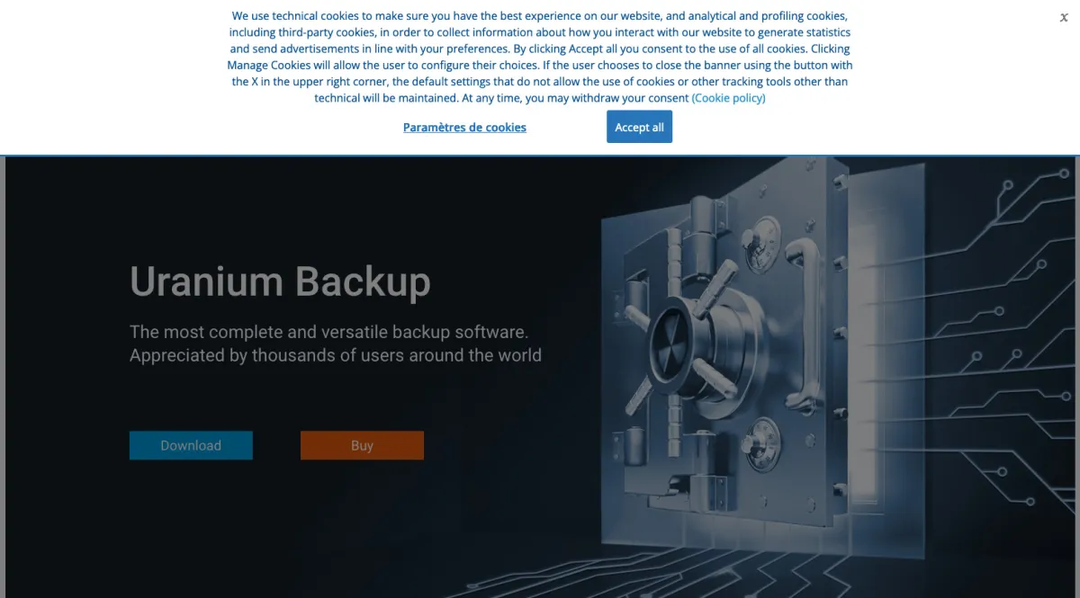 Interface Uranium Backup : fonctionnalités, prix, alternatives