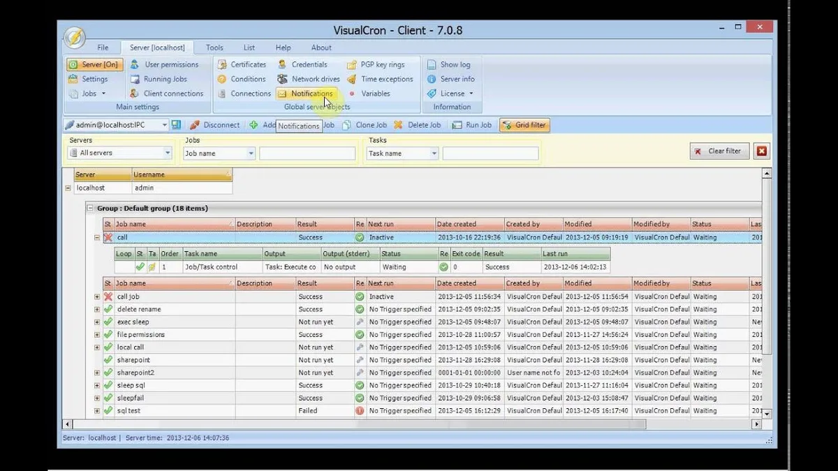 Interface VisualCron: image, ergonomie, alternatives Interface VisualCron: image, ergonomie, alternatives