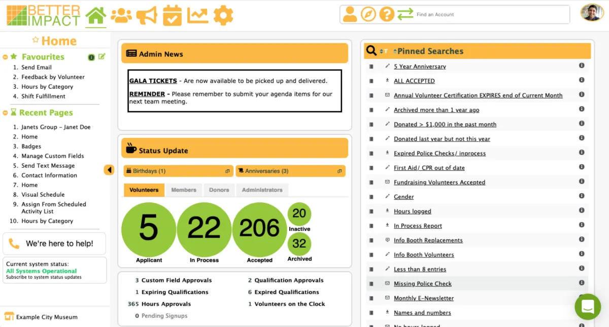 Interface Volunteer Impact: fonctionnalités, prix, alternatives