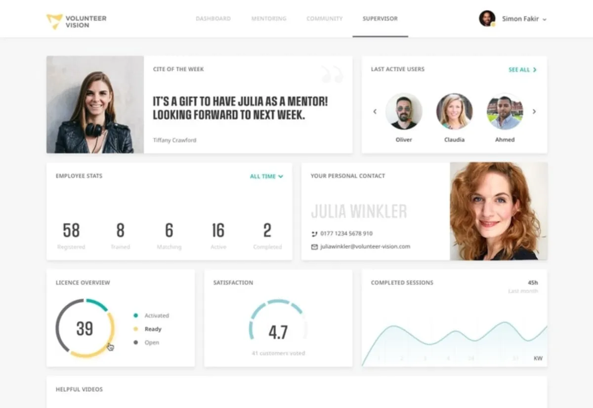 Interface Volunteer Vision: image, ergonomie, alternatives