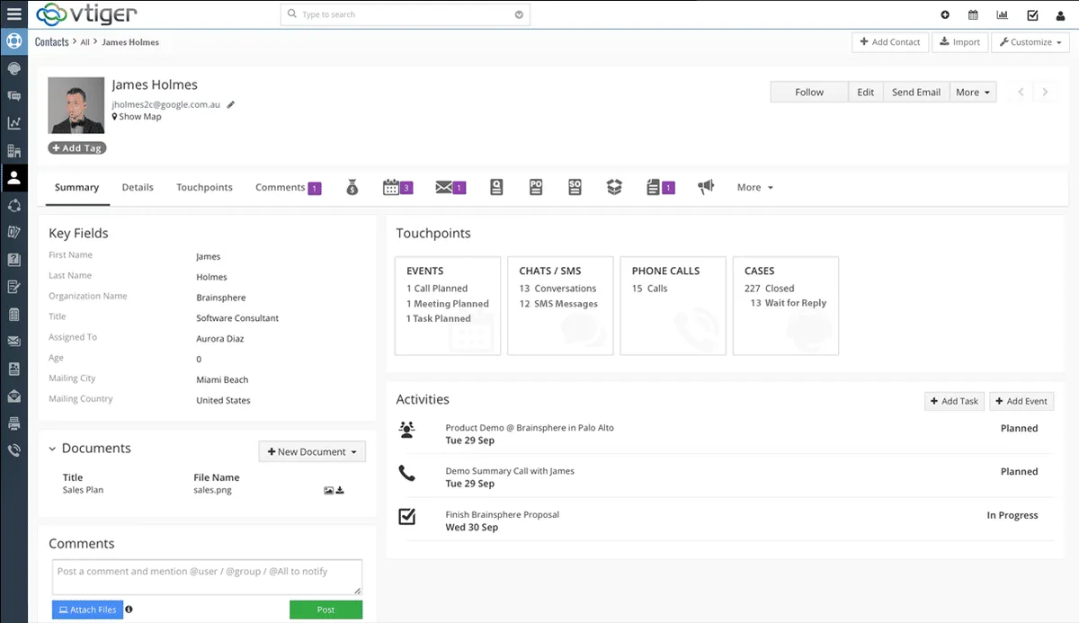 Vtiger: avis sur le logiciel CRM: fonctionnalités, avantages, inconvénients et tarifs