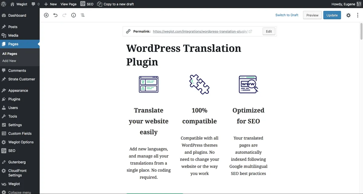 Interface Weglot: fonctionnalités, prix, alternatives