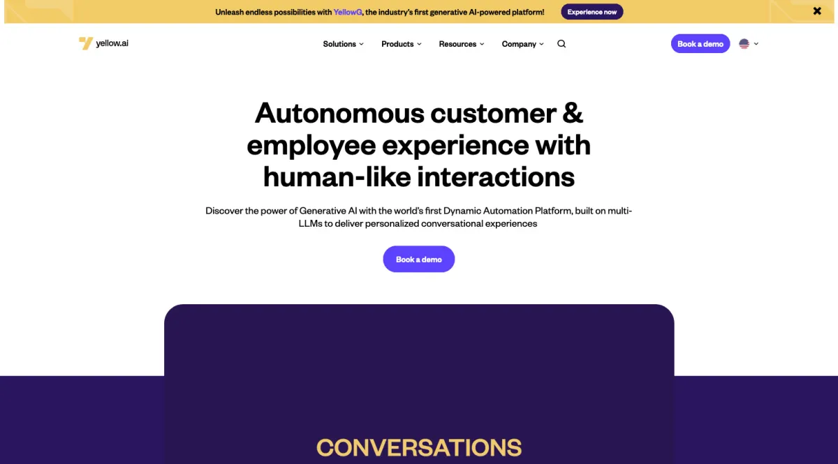 Interface yellow.ai : image, ergonomie, alternatives