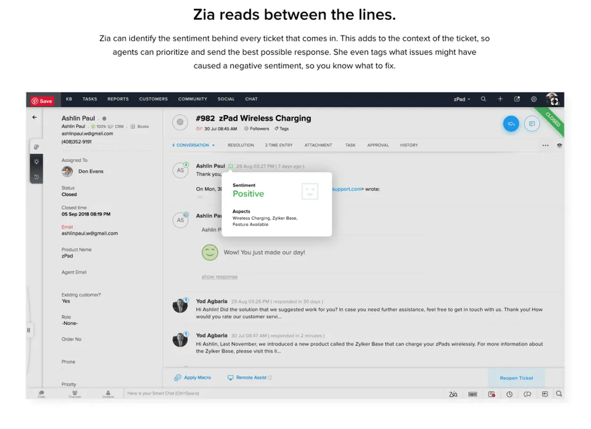 Zoho Desk est un logiciel de FAQ très réputé en entreprise car il dispose de nombreuses fonctionnalités et intégrations tierces Zoho Desk est un logiciel de FAQ très réputé en entreprise car il dispose de nombreuses fonctionnalités et intégrations tierces