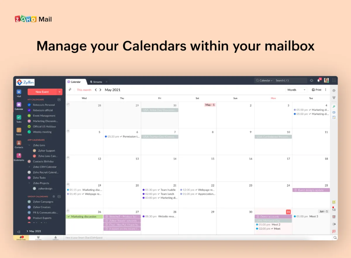 Interface Zoho Mail: fonctionnalités, prix, alternatives